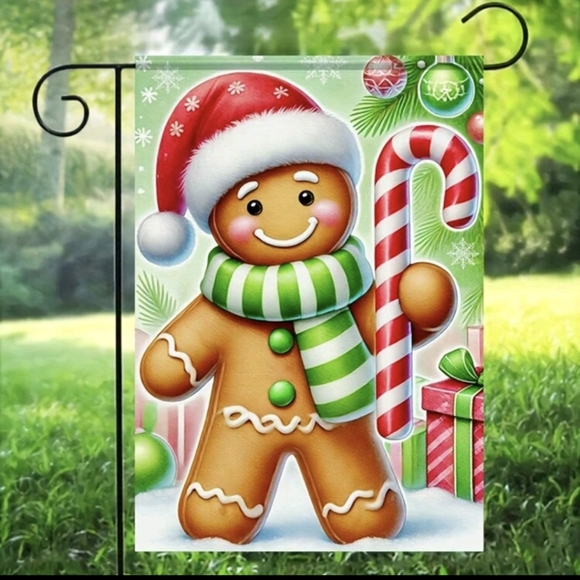 2/$12 - Santa Gingerbread with Candy Cane Garden Flag - Picture 4 of 5